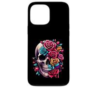 Rosas de azúcar de media flor media calavera para mujeres y niñas Halloween Carcasa para iPhone 13 Pro Max