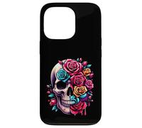 Rosas de azúcar de media flor media calavera para mujeres y niñas Halloween Carcasa para iPhone 13 Pro