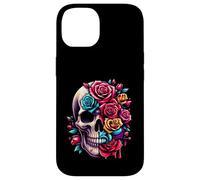 Rosas de azúcar de media flor media calavera para mujeres y niñas Halloween Carcasa para iPhone 14