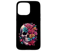 Rosas de azúcar de media flor media calavera para mujeres y niñas Halloween Carcasa para iPhone 15 Pro Max