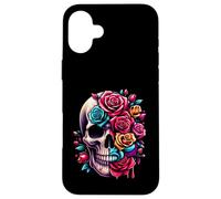 Rosas de azúcar de media flor media calavera para mujeres y niñas Halloween Carcasa para iPhone 16 Plus