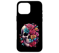 Rosas de azúcar de media flor media calavera para mujeres y niñas Halloween Carcasa para iPhone 16 Pro Max