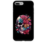 Rosas de azúcar de media flor media calavera para mujeres y niñas Halloween Carcasa para iPhone 7 Plus/8 Plus