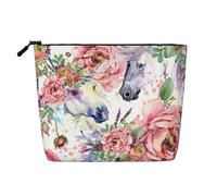 Rosas de Caballo en Acuarela,Neceser de Maquillaje de imitación Lino, Neceser de Viaje portátil
