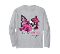 Rosas de mariposa con calavera, sé la versión de ti inspiradoras Manga Larga