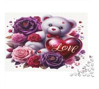 Rosas de Peluche de Amor Puzzles 1000 Piezas Papel Reciclado para Adultos Puzzle para Adultos Imposible difícil desafiante Excelente Idea de Regalo para relajación y Creatividad 52x38cm/1000pcs