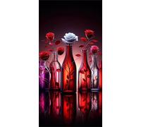 Rosas en botellas de vidrio Diamond Painting para Adultos,5D Square Drill diamond painting kit completo,DIY Strass Diamante Bordado Cristal Punto de Cruz Painting para Hogar Pared Decoración 30x70 cm