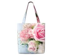 Rosas Flores Rosadas，Bolsas de supermercado reutilizables, bolsas de compras, bolsas de lona de gran capacidad, bolso de hombro