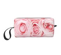 Rosas Frescas Rosadas Impresas, Bolsa de Maquillaje Bolsa de cosméticos Bolsa de artículos de tocador de Viaje portátil Bolsa de Maquillaje