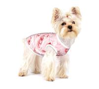 Rosas Frescas Rosadas Impresas,Camiseta de algodón sin Mangas para Mascotas, Chaleco Transpirable, Suave y elástico para Cachorros,S