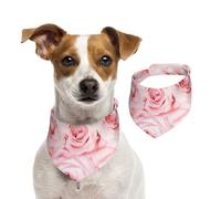 Rosas Frescas Rosadas Impresas,Pañuelos de algodón para Perros, Bufandas Ajustables para Mascotas,L