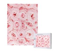 Rosas Frescas Rosadas Impresas,Rompecabezas de Madera de 500 Piezas para Adultos y Adolescentes.