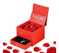 Rosas preservadas, caja de regalo de rosas preservadas, diseño de doble capa, declaración de amor, caja de joyería de 6 rosas para amante, día de San Valentín, aniversario, día de la madre, Navidad