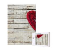 Rosas Rojas en Forma de corazón Impresas,Rompecabezas de Madera de 300 Piezas para Adultos y Adolescentes.