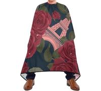 Rosas Rojas Y Torre Eifel Capa Peluqueria Ajustable Barberos Delantal Impermeable Cortar Cabello Delantal Para Niños Adulto Peluquero