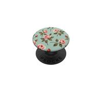 Rosas Rosadas Vintage Flores Floral Verde Menta PopSockets PopGrip Adhesivo