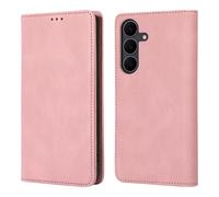 Rosbtib Funda para Samsung Galaxy S25 FE 5G con cierre magnético a prueba de golpes, funda protectora de piel sintética con tapa y 3 ranuras para tarjetas, funda para Samsung S25 FE, color rosa claro