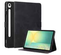 Rosbtib Funda para Samsung Galaxy Tab S10 FE de 10.9 pulgadas 2025 con función de soporte de visualización multiángulo y tarjetero de piel sintética para Galaxy Tab S10 FE 5G Business, color negro