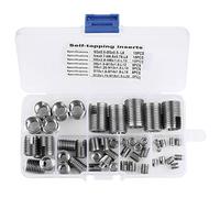 Rosca autorroscante, hilo interno de 50 piezas Insertos de rosca autorroscantes Juego de acero inoxidable plateado para refuerzo del hilo (M3 M4 M5 M6 M6.5 M8 M10 M12 M14 M16)