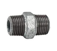 Rosca doble 280, AG/AG, R 1 1/2, temperatura de funcionamiento de -20 °C hasta 300 °C, fundición maleable negra, galvanizado al fuego, DIN EN 10242
