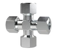 Rosca en cruz, diámetro exterior del tubo de 8 mm, PN 630, SW1 19, SW2 14, acero galvanizado