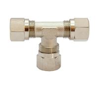 Rosca en T, diámetro exterior del tubo de 18 mm, SW 22, SW1 32, presión de funcionamiento máx. 60 bar, temperatura máx. 150 °C, latón niquelado.