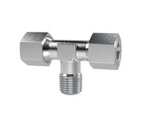 Rosca en T, R 3/4 A, diámetro exterior del tubo de 20 mm, PN máx. 400 bar, SW1 36, SW2 27, acero galvanizado.