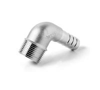 Rosca externa BSPT de 1/20.3 cm -5.1 cm 6 8 10 12 14 15-50 mm, codo de manguera de púas de 90 grados, conector de tubería de acero inoxidable 304 (3l4 pulgadas-15 mm)