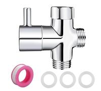 Roscid 1/2" Válvula Desviadora de 3 Vías con Juntas, G1/2” Valvula de Conmutación 3 Vias Desviador de Ducha con Salida y Entrada para Baño, Cocina, Ducha de Mano, Cabezal de Rociado Fijo, Argente