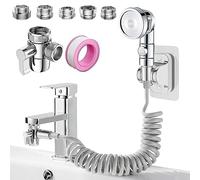 Roscid Juego de accesorios para grifo de fregadero, cabezal de ducha para cocina, baño y baño de mascotas con manguera de 3 metros y adaptadores de grifo G1/2/M22/M24/M26/M28, lavado de pelo, ducha