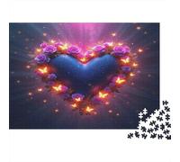 Rose 1000Pc for The Whole Family Heart of Purple Roses and Lights for Women, Gifts for Men Adults 52x38cm 1000pcs