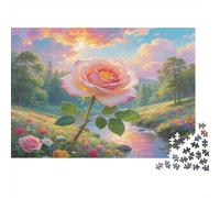 Rose 1000Pc for The Whole Family Pink Rose by Stream for Women, Gifts for Men & Adults 52x38cm/1000pcs