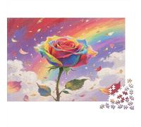 Rose 1000Pc Puzzle for Adults Rainbow Rose in Sky for The Whole Family Women, Gifts for Men 52x38cm/1000pcs