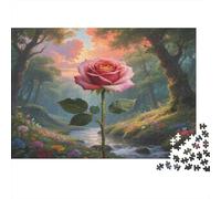 Rose Adult Puzzle for Home Red Rose in Forest Educational Game Decompression & Wall Decor 52x38cm/1000pcs