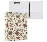 Rose and Tiger - Carpeta de 3 anillas de 1.5 pulgadas, organizador de documentos de material PVC con anillo en D y bolsillo transparente para suministros de oficina, 1 paquete