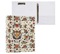 Rose and Tiger - Carpeta de 3 anillas de 1.5 pulgadas, organizador de documentos de material PVC con anillo en D y bolsillo transparente para suministros de oficina, 1 paquete
