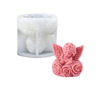 (Rose Angel D) Winged Baby Figurine Silicone Candle Molds for Epoxy Resin Making Candle Soap Home Decoration Epoxy Resin Molds