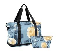 Rose Beauty Summer FLOWER and Whites Bolsa de gimnasio grande Bolsa de noche de fin de semana con correa de entrenamiento ajustable impermeable, rosa hermosa flor de verano y blanco, 1 tamaño, Rosa