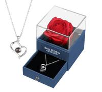 Rose Box with Necklace, Small Jewelry Storage Organizer, Valentine's Day Jewelry, Heart Shape Necklace Rose Box, Jewelry Box with Necklace, Necklace Rose Box Gift, Jewelry Organizer Box, Valentine's