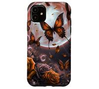 Rose Butterfly Design Cute Orange Floral Print Flower Galaxy Carcasa para iPhone 11