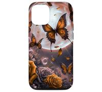 Rose Butterfly Design Cute Orange Floral Print Flower Galaxy Carcasa para iPhone 12/12 Pro