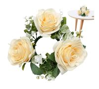 Rose Candle - PP & Silk Cloth, 8.66in Candles Wreath Elegant & Decorative | Handmade Rose Candle Ring Floral Design, RoseCandle Wreath For Home Decor, Weddings, Parties, Centerpiece, Gift Giving