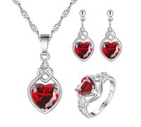 Rose Chains - Juego de collar con colgante de corazón de San Valentín para mujeres y niñas, tamaño M, cobre, No es una piedra preciosa