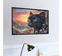 Rose Chat Noir Puzzle 1000 Piezas Aliviar Estrés Profundo Faune Sauvage Rompecabezas Familiar para Hombres Y Mujeres Obra De Arte Decorativo Hogar 1000 PCS