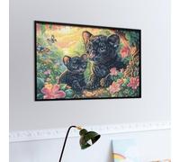 Rose Chat Noir Puzzles 1000 Piezas Decoración Hogar 3D Elegante Faune paysagère rêveuse Rompecabezas Familiar para Adultos Obra De Arte Colorido DIY Creativo 1000 PCS