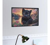 Rose Chat Noir Puzzles 300 Piezas Estera Portátil 3D Antideslizante Faune Sauvage Rompecabezas Familiar para Adultos Aliviar Estrés Decoración Hogar Moderno Creativo 300 PCS