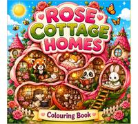 Rose Cottage Homes Colouring Book for Adults and Kids: Cosy Floral Houses with Cute Animals, Garden Rooms and Relaxing Cottage Scenes