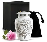 Rose Cremation Urn for Ashes for Women & Men - Handcrafted Rose Urns for Human Ashes Adult Female & Male - Funeral Urns for Women - Honor Your Loved Ones with Decorative Urns (White, Small)