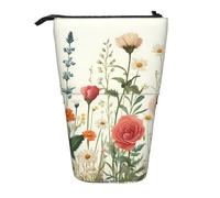 Rose Daisy - Estuche para lápices de pie, estuche telescópico para lápices, bolsa de cosméticos, organizador de papelería para escuela, oficina, viajes