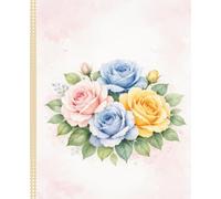 Rose Dusty Blue Floral Composition Notebook for Women: Beautiful Rose Floral Design | College Ruled Lined Journal for Teen Girls, Students, and Women ... Supplies | 110 Pages, 7.5 x 9.25 Inches